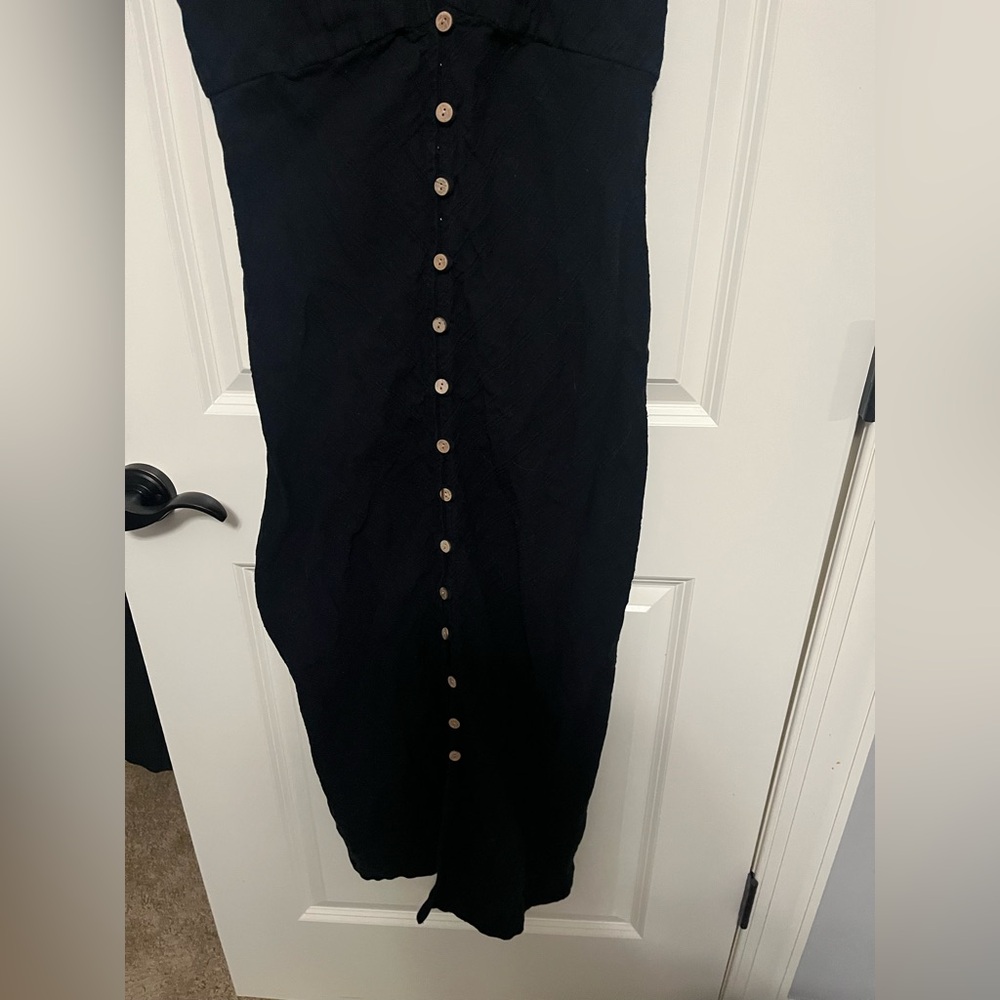 Free People New In Town Black Button Midi Dress Size Large - Picture 6 of 13